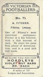 1933 Hoadley's Victorian Footballers #71 Alan Fitcher Back